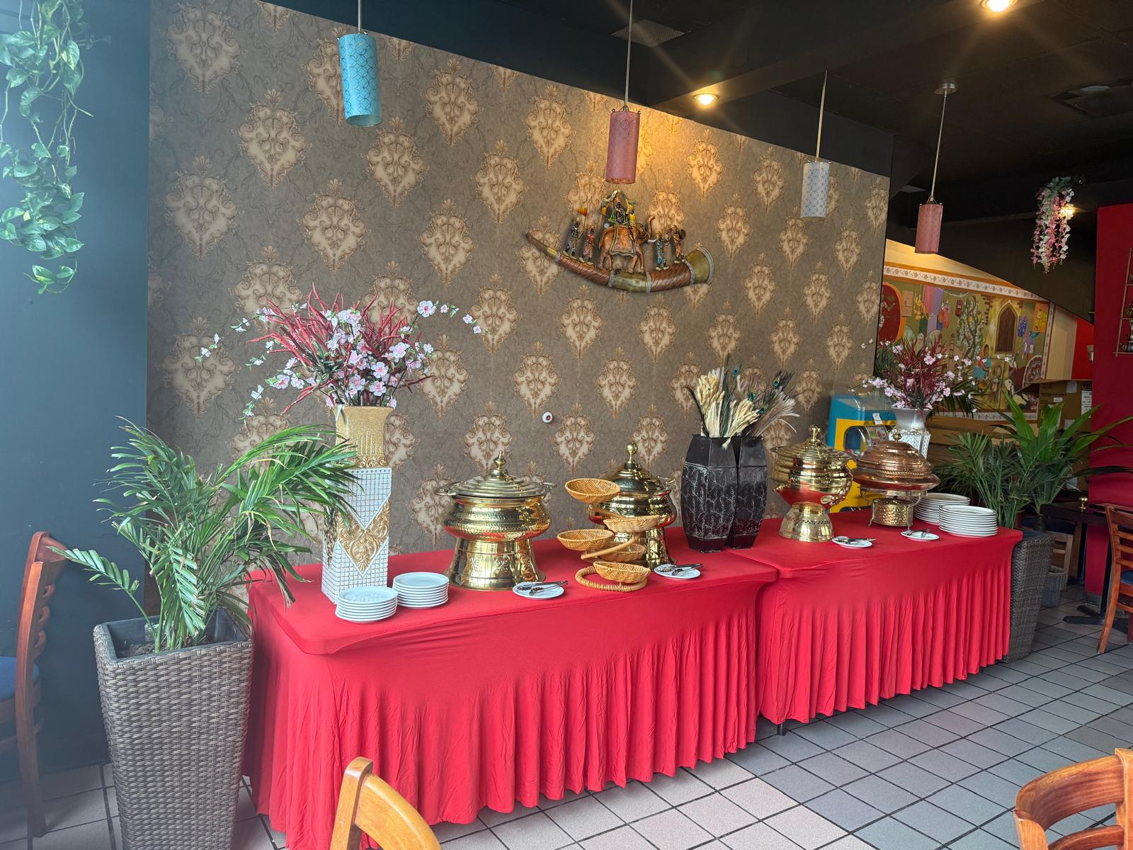 Decorated Indian catering buffet