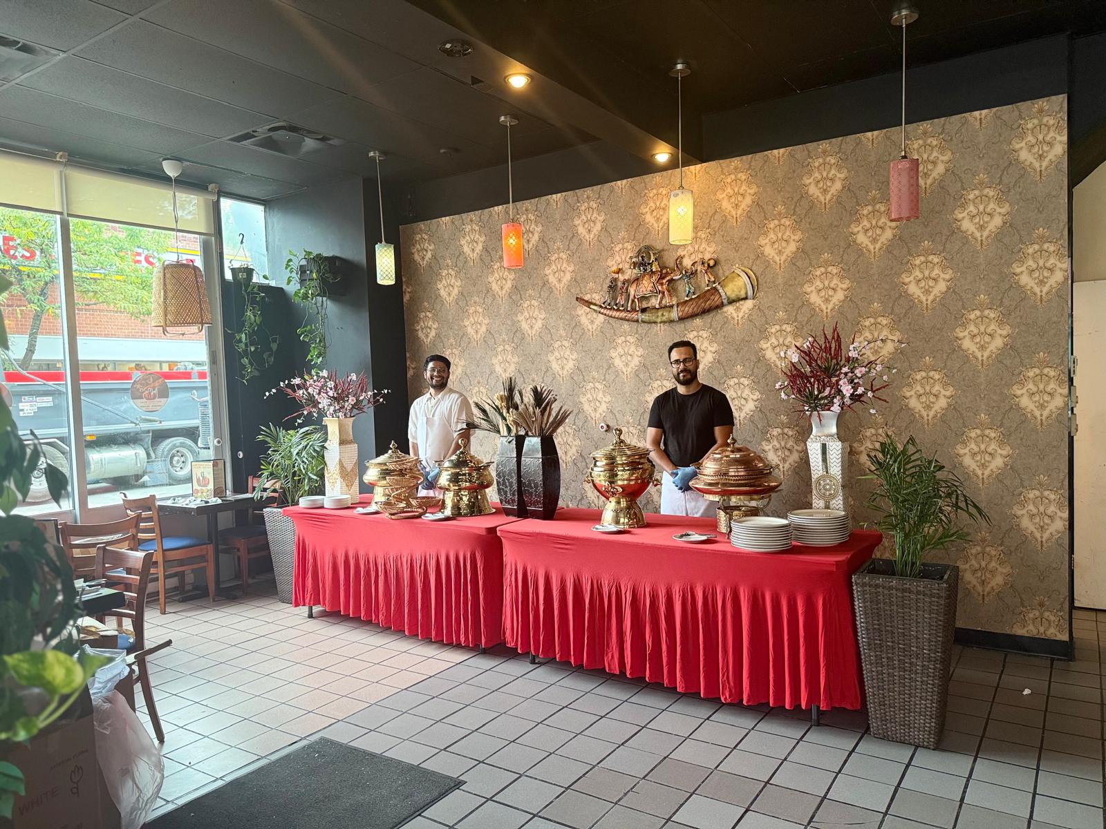 Catering buffet and event team